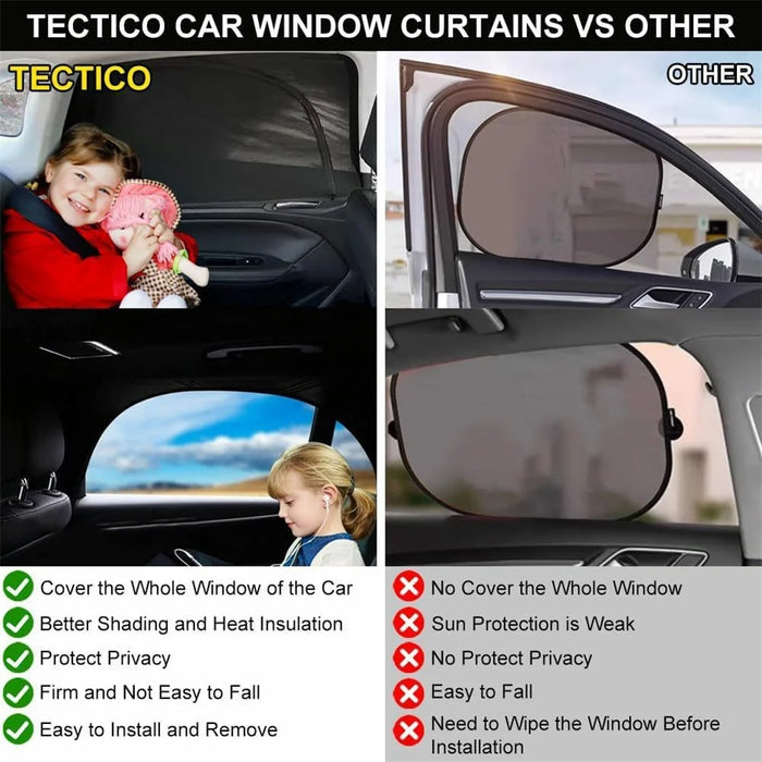 2Pcs Car Window Shade Front / Rear Side Window Sun Shade Breathable Privacy Curtain with Zipper - Rear Side - 3