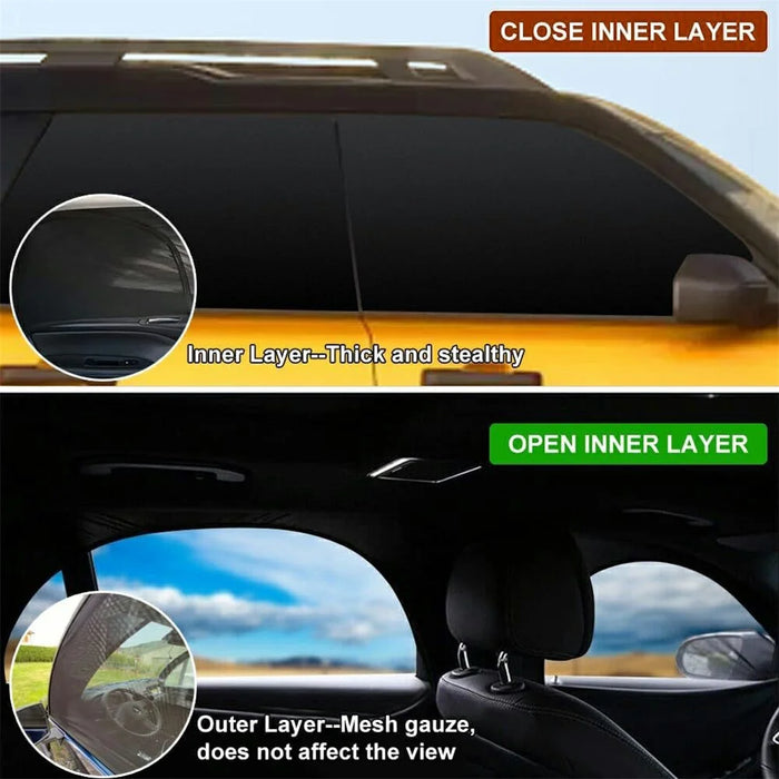 2Pcs Car Window Shade Front / Rear Side Window Sun Shade Breathable Privacy Curtain with Zipper - Rear Side - 5