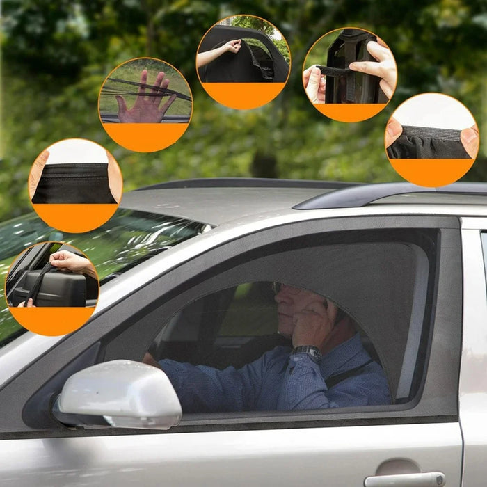 2Pcs Car Window Shade Front / Rear Side Window Sun Shade Breathable Privacy Curtain with Zipper - Rear Side - 6