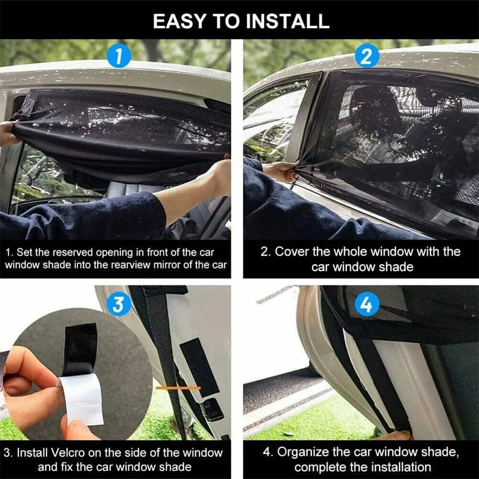 2Pcs Car Window Shade Front / Rear Side Window Sun Shade Breathable Privacy Curtain with Zipper - Rear Side - 7