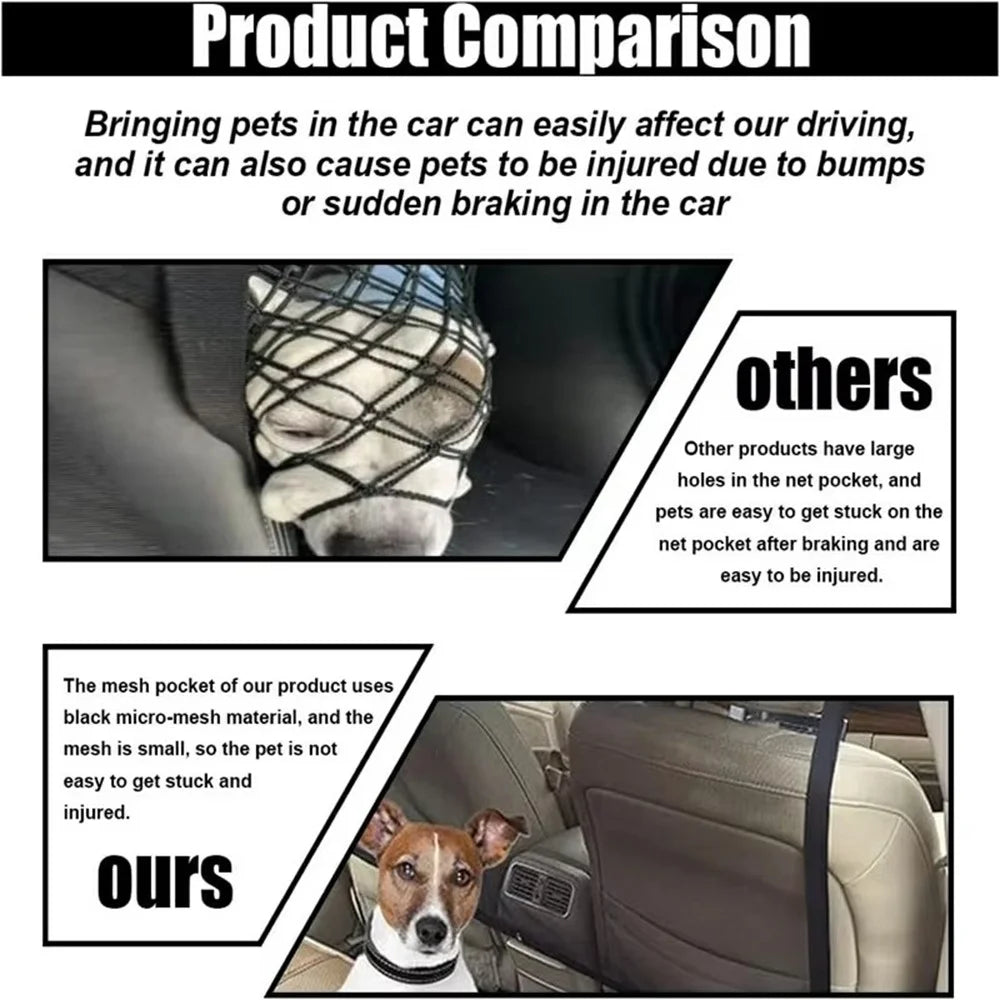 Car Pet Barrier Safety Net with Hooks Oxford Cloth Dog Backseat Divider Mesh Fence for Vehicle - 3