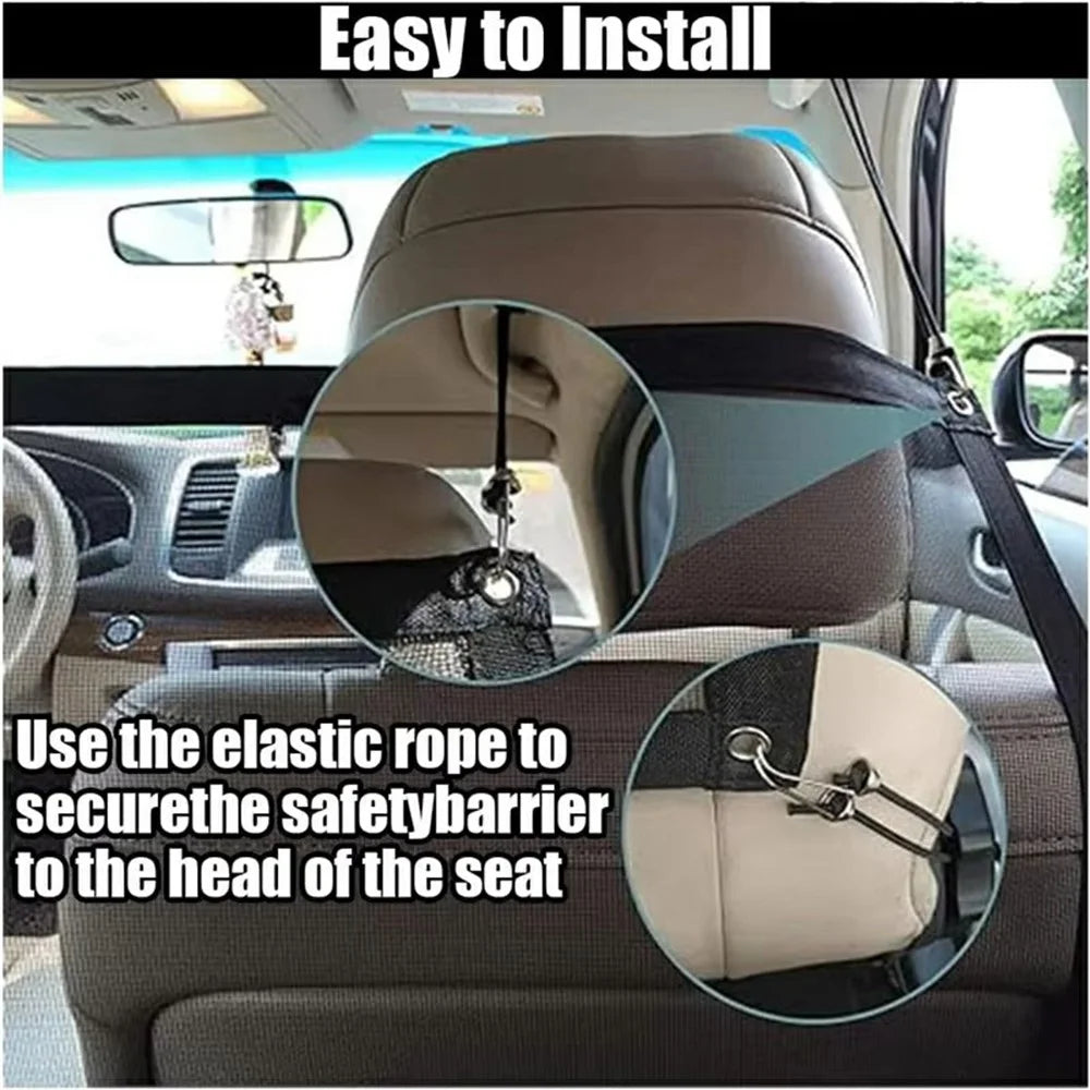 Car Pet Barrier Safety Net with Hooks Oxford Cloth Dog Backseat Divider Mesh Fence for Vehicle - 4