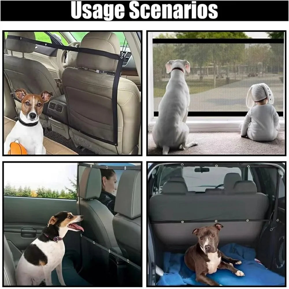 Car Pet Barrier Safety Net with Hooks Oxford Cloth Dog Backseat Divider Mesh Fence for Vehicle - 5