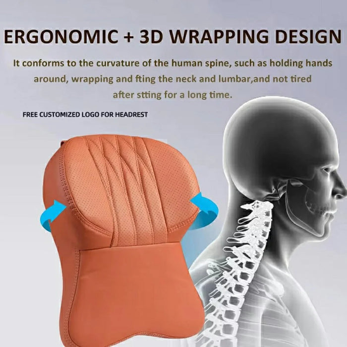Car Headrest Neck Pillow Vehicle Backrest Cushion Universal Protective Pillow Pad For All Seasons Automotive Accessory - Orange - 3