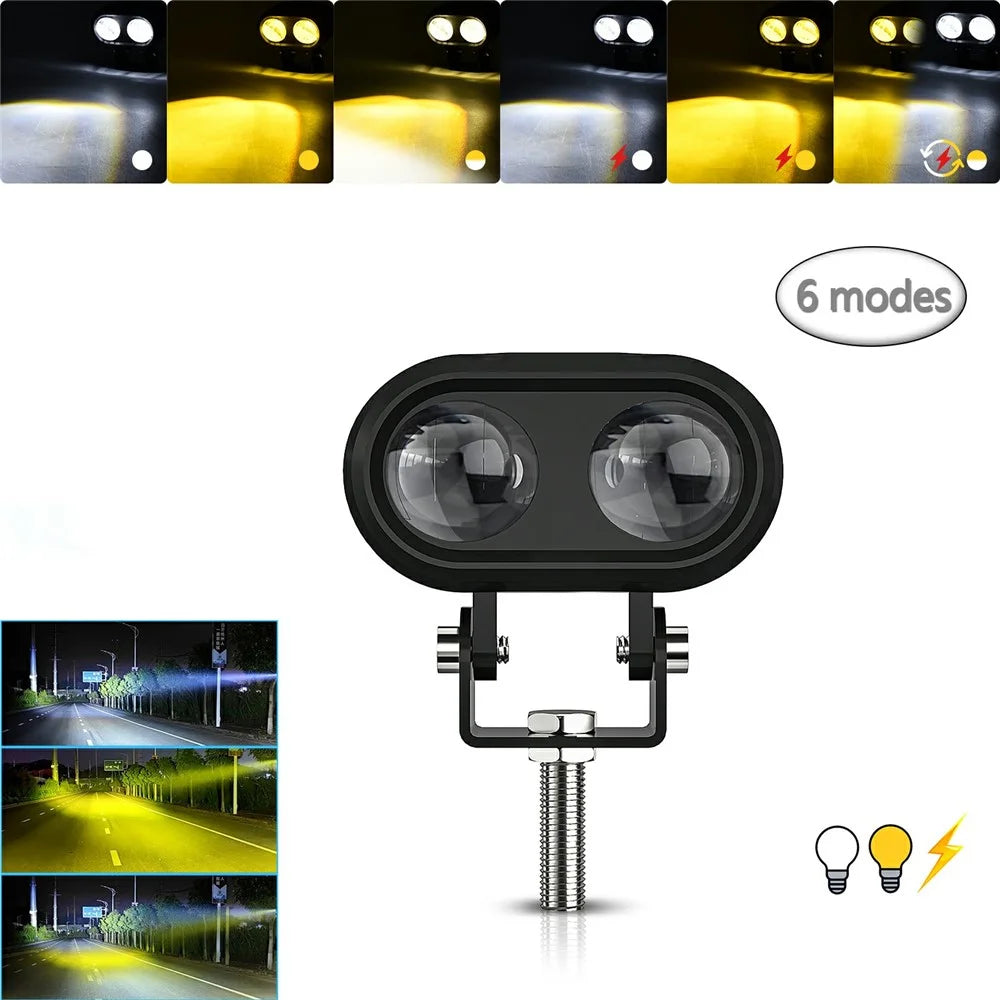 1Pc Motorcycle LED Spotlight Long Focus Dual Lens High Brightness Off Road IP68 Waterproof Strobe Light - 2