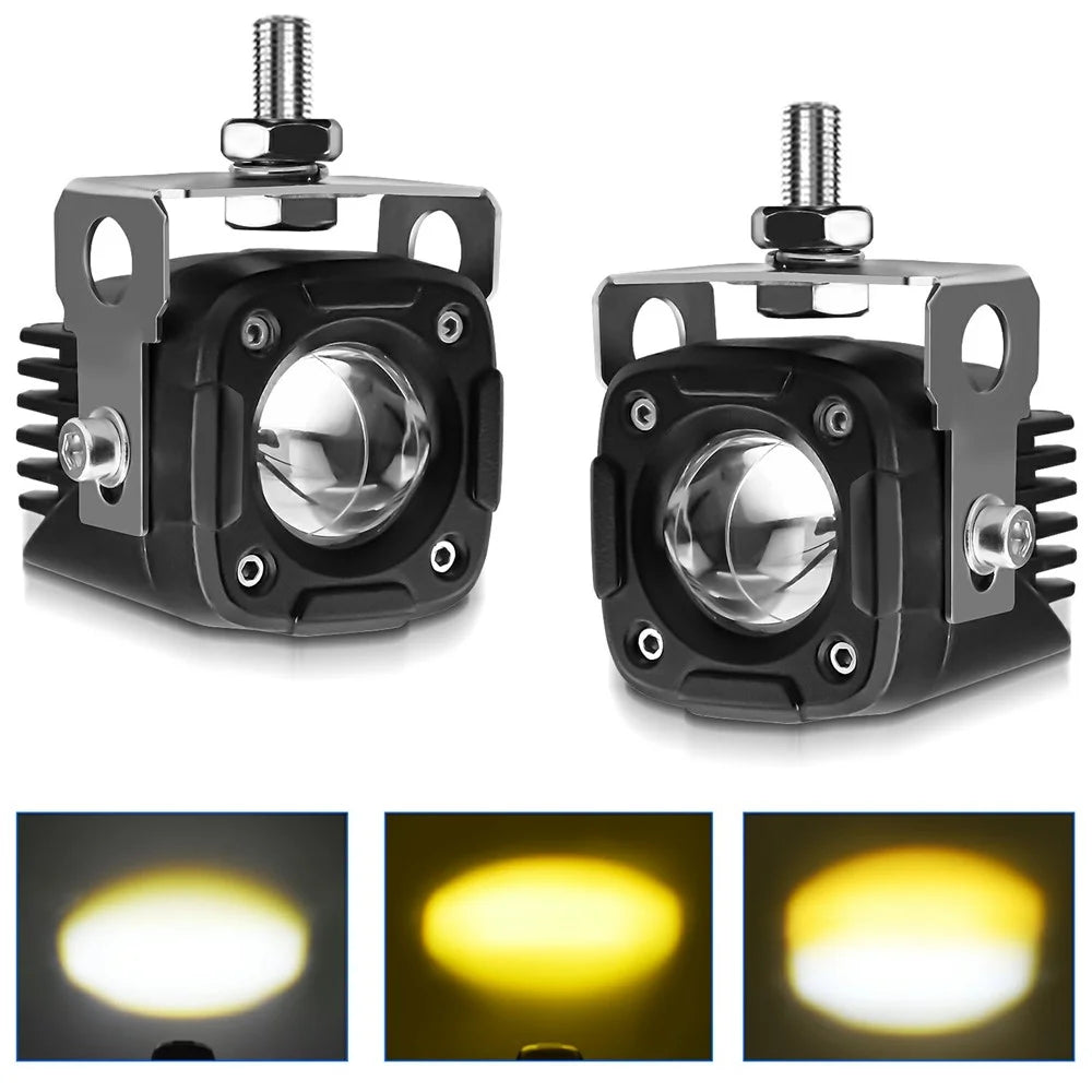2Pcs Motorcycle LED Spotlight IP68 Waterproof High Low Beam Headlight for Off Road Electric Vehicles - 1