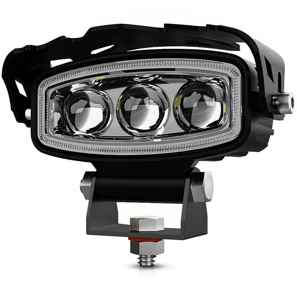 Motorcycle LED Headlight 3 Lens 6 Modes High Low Beam Spotlight Off Road Electric Vehicle Work Light - 1