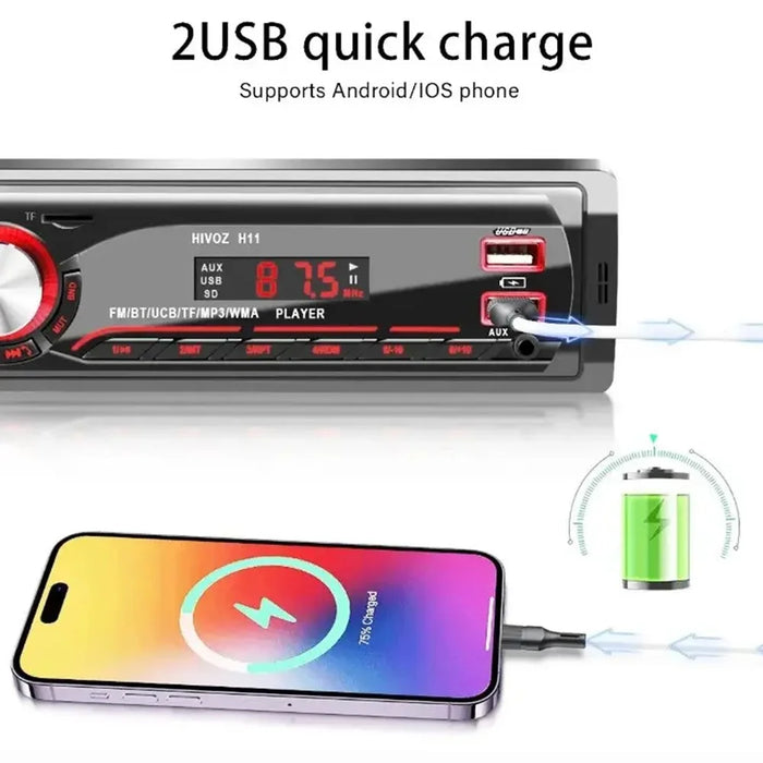1059 Car MP3 Player Bluetooth-Compatible FM Radio Vehicle Audio System Support TF Card  /  U Disk - 4