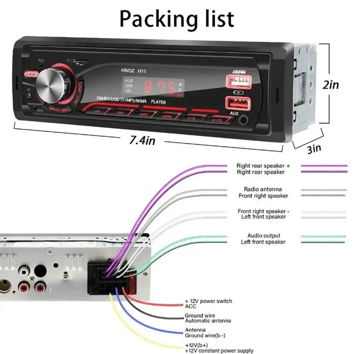 1059 Car MP3 Player Bluetooth-Compatible FM Radio Vehicle Audio System Support TF Card  /  U Disk - 7