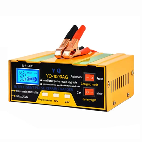 YQ-1000AM Intelligent Car Battery Charger 12V 24V Auto Motorcycle Battery Maintainer High Power Smart Charger - 1