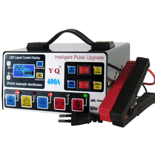 YQ400A 12V / 24V 400A Intelligent Pulse Repair Motorcycle Car Battery Charger for Lead Acid / Lithium Batteries , EU Plug - 1