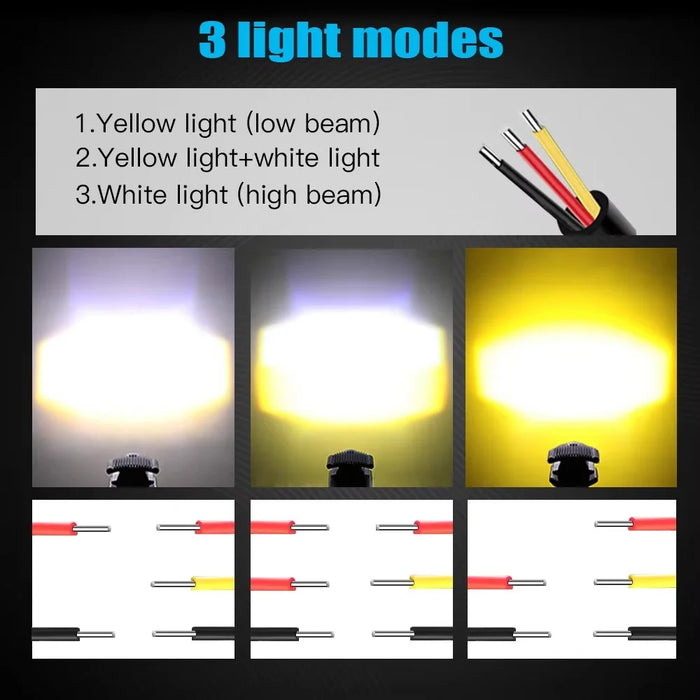 MOFOX 3-LED Motorcycle Auxiliary Light Waterproof Motorbike External Headlight Fog Lamp - 3