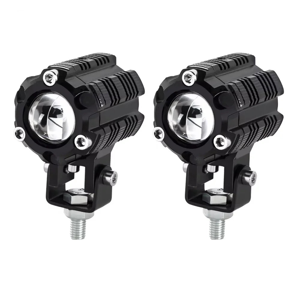 V05 1 Pair Motorcycle LED Fog Lights IP67 Waterproof Aluminum Alloy Housing High Low Beam Spotlight - 1