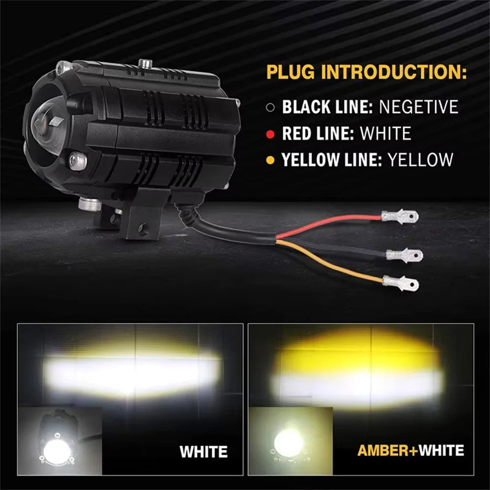V05 1 Pair Motorcycle LED Fog Lights IP67 Waterproof Aluminum Alloy Housing High Low Beam Spotlight - 2