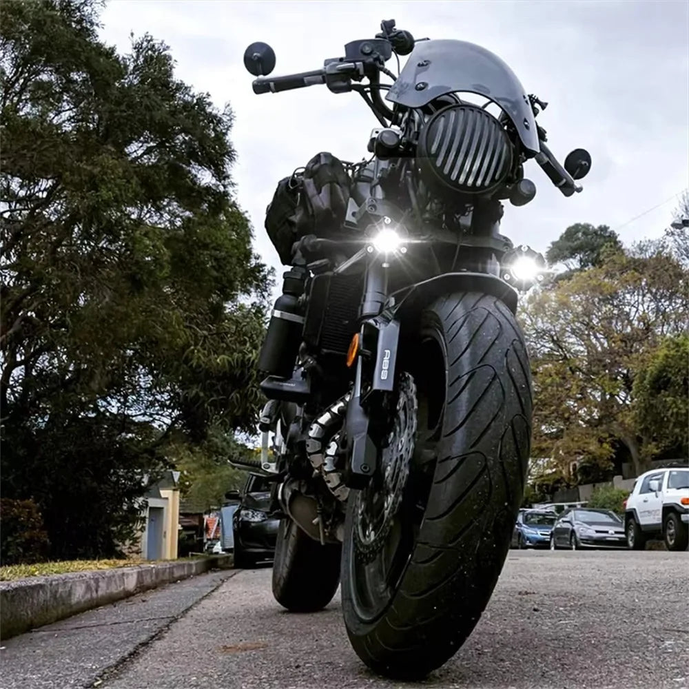 V05 1 Pair Motorcycle LED Fog Lights IP67 Waterproof Aluminum Alloy Housing High Low Beam Spotlight - 4