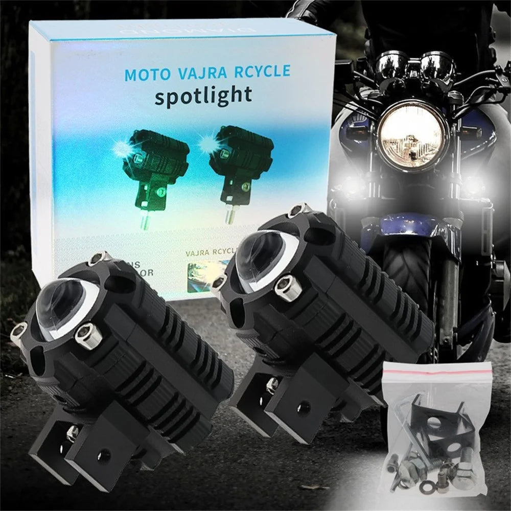 V05 1 Pair Motorcycle LED Fog Lights IP67 Waterproof Aluminum Alloy Housing High Low Beam Spotlight - 5