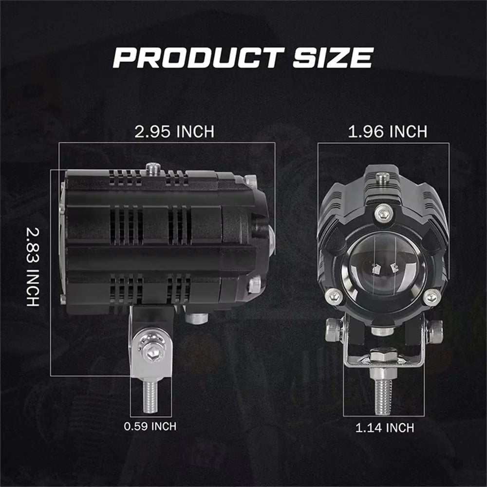 V05 1 Pair Motorcycle LED Fog Lights IP67 Waterproof Aluminum Alloy Housing High Low Beam Spotlight - 6