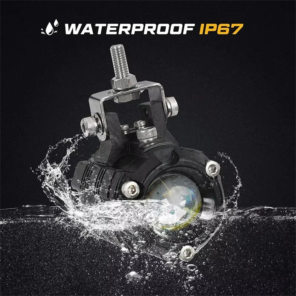 V05 1 Pair Motorcycle LED Fog Lights IP67 Waterproof Aluminum Alloy Housing High Low Beam Spotlight - 7