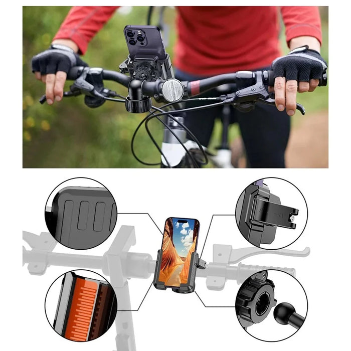 Motorcycle Handlebar Phone Mount Anti Shake Cellphone Holder Bracket for Electric Mountain Bicycle - 615 - 7