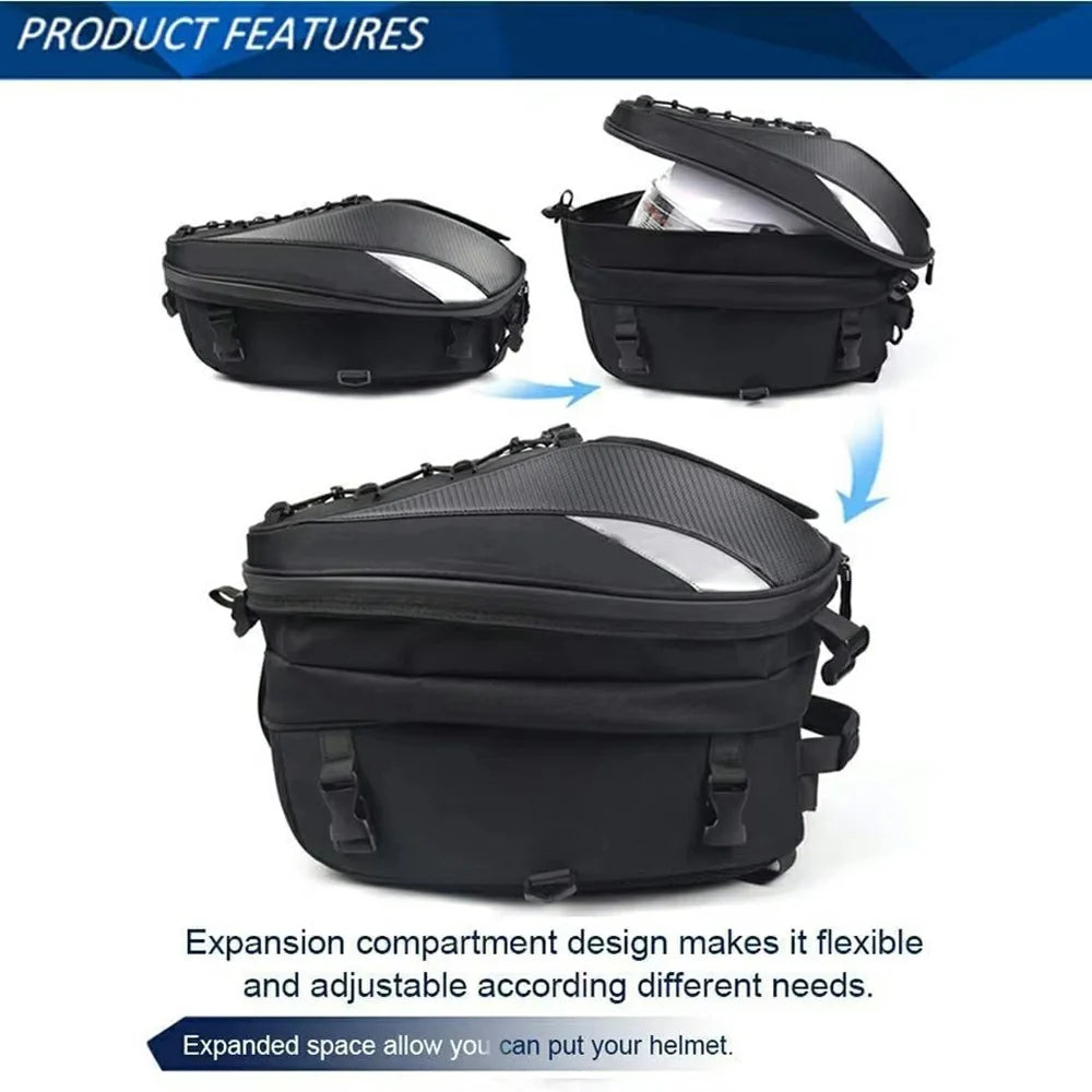 Reflective Motorcycle Helmet Bag Large Capacity Riding Backpack Oxford Cloth Waterproof Tail Pack - 3