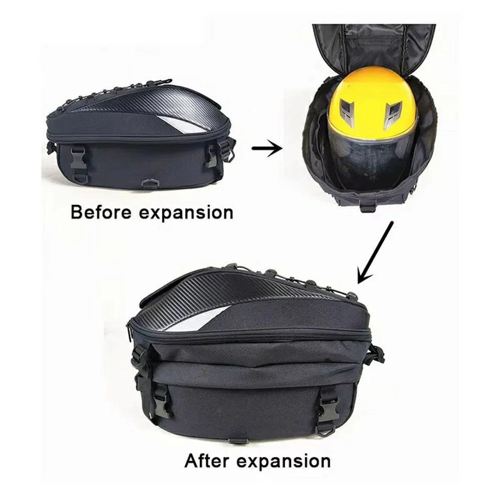 Reflective Motorcycle Helmet Bag Large Capacity Riding Backpack Oxford Cloth Waterproof Tail Pack - 4