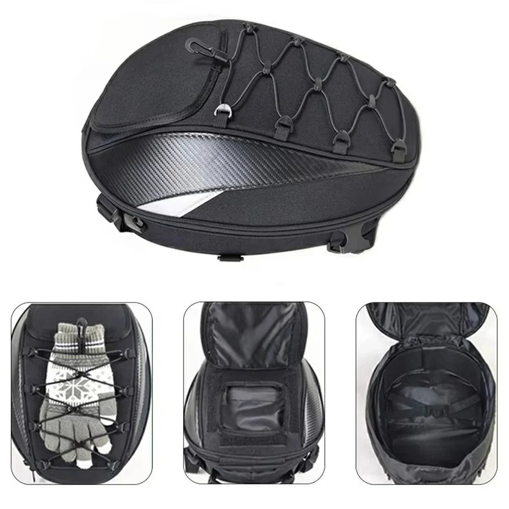 Reflective Motorcycle Helmet Bag Large Capacity Riding Backpack Oxford Cloth Waterproof Tail Pack - 5