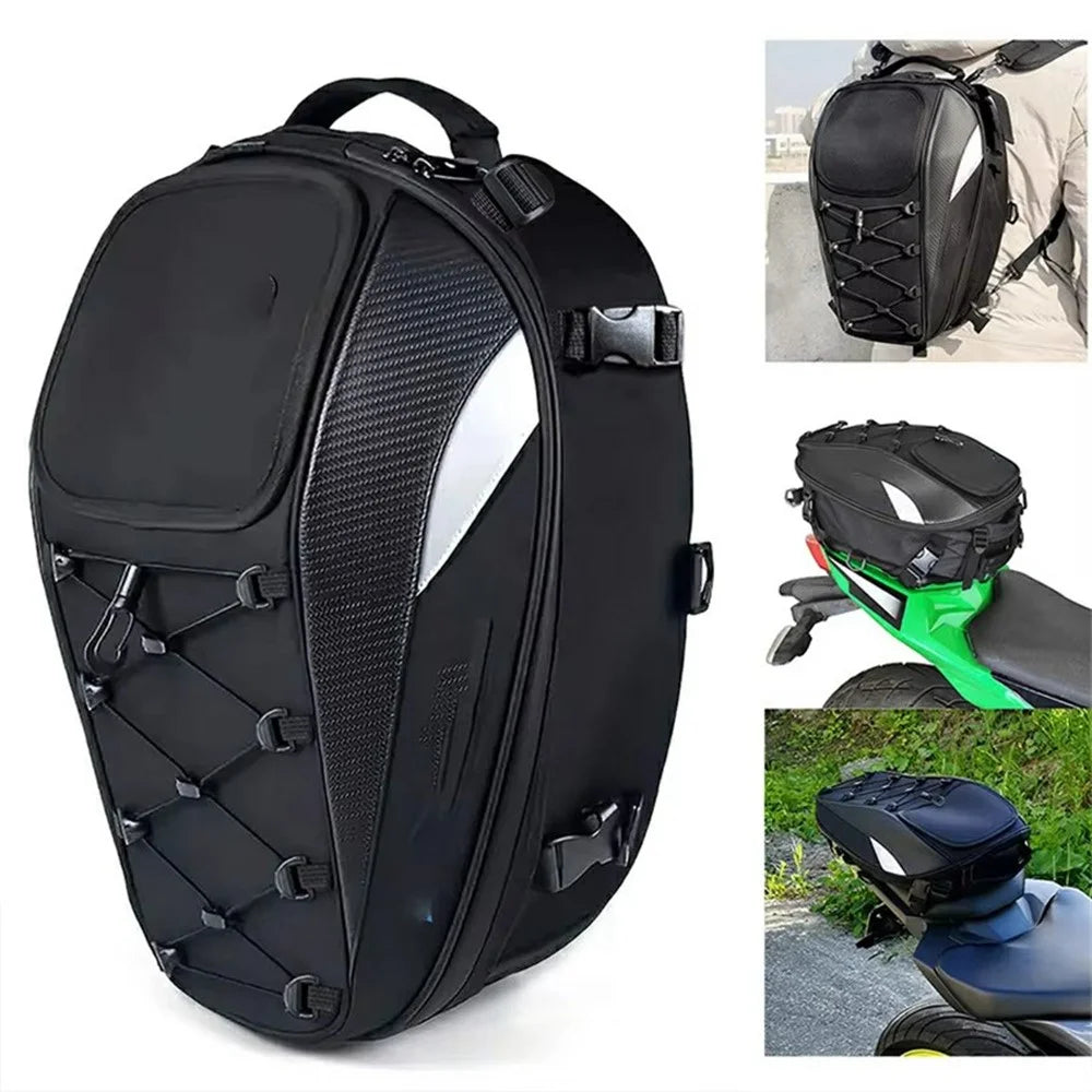 Reflective Motorcycle Helmet Bag Large Capacity Riding Backpack Oxford Cloth Waterproof Tail Pack - 6
