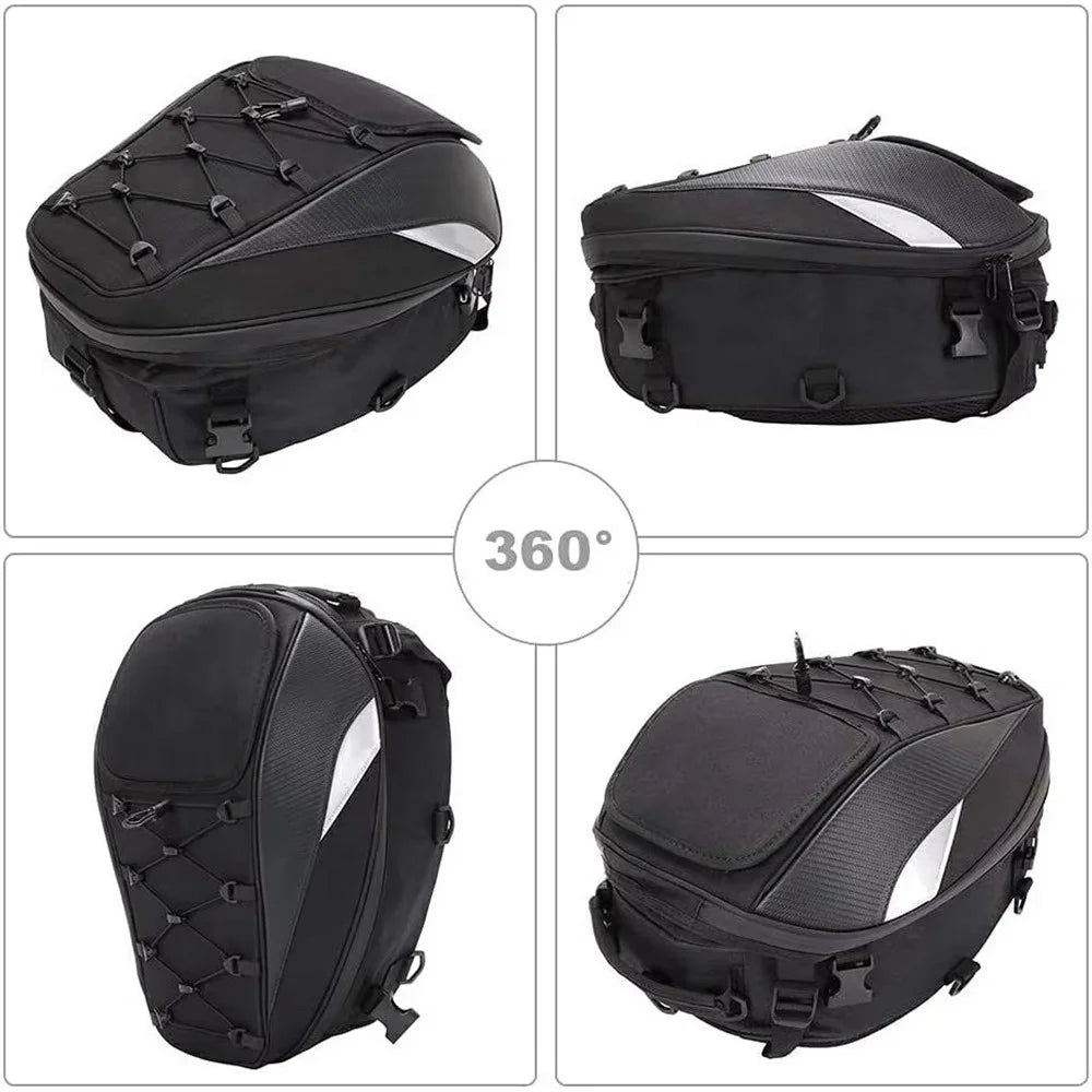 Reflective Motorcycle Helmet Bag Large Capacity Riding Backpack Oxford Cloth Waterproof Tail Pack - 7