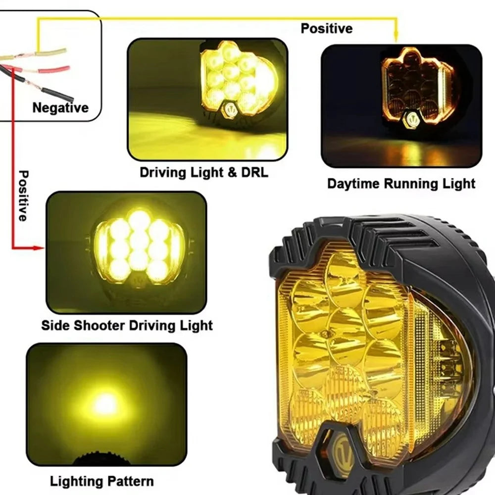 5 Inch 50W LED Work Light Three Sides Illumination Off Road Driving Lamp Spot Beam for Vehicle - Yellow Light - 4