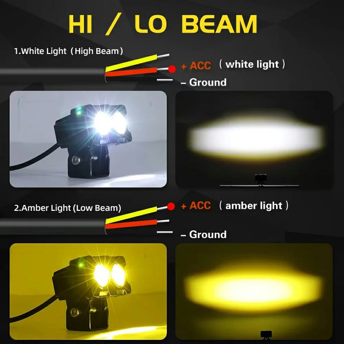 LB2 High Low Beam Motorcycle Light IP68 Waterproof Car LED Work Light Auxiliary Fog Lamp - 6