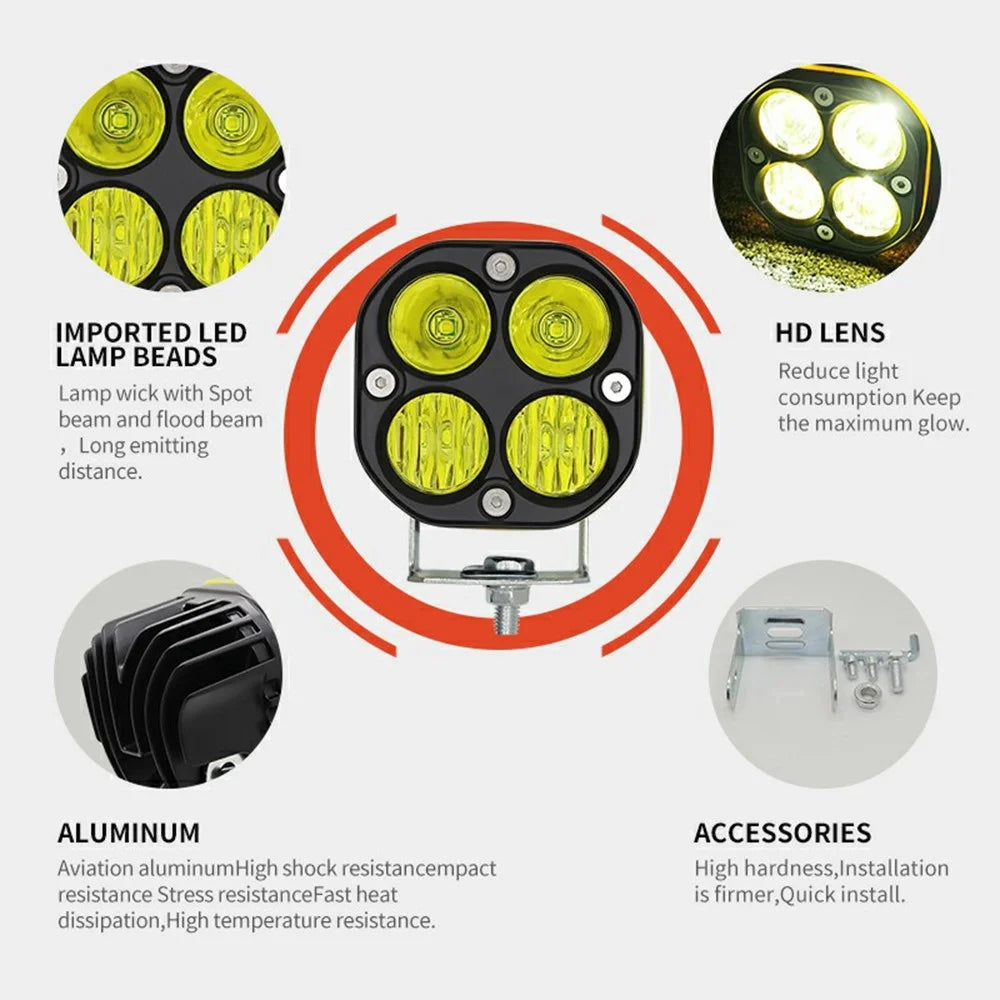 D1-1 3 Inch Square LED Work Light 40W Car Driving Fog Lamp for Off Road Vehicle Front Bumper Light - 3