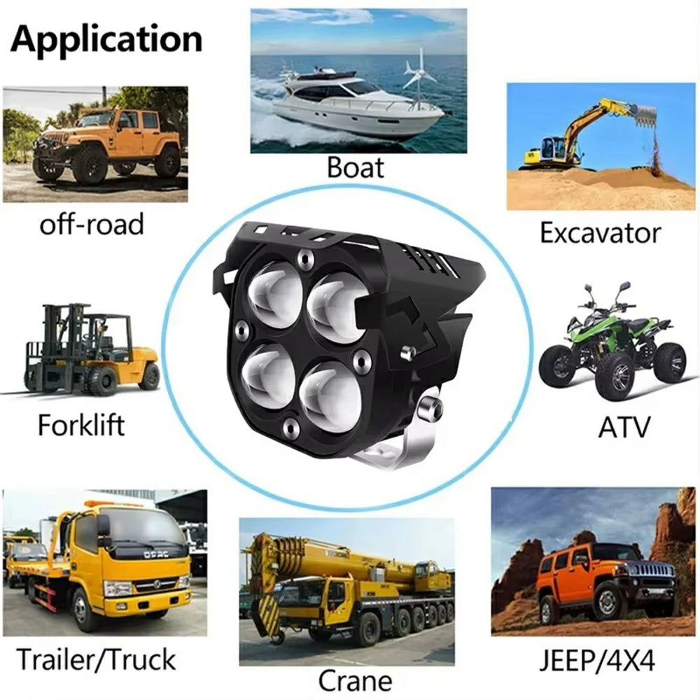 MOFOX D2-1 40W 3 Inch LED Work Light 4 Lens Waterproof Off Road Vehicle Front Bumper Light - Red Light - 4