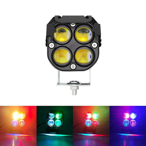 DS1 IP67 Waterproof 4 Lens LED Motorcycle Headlight RGB High Low Beam Car Spotlight for SUV / UTV / ATV - 1