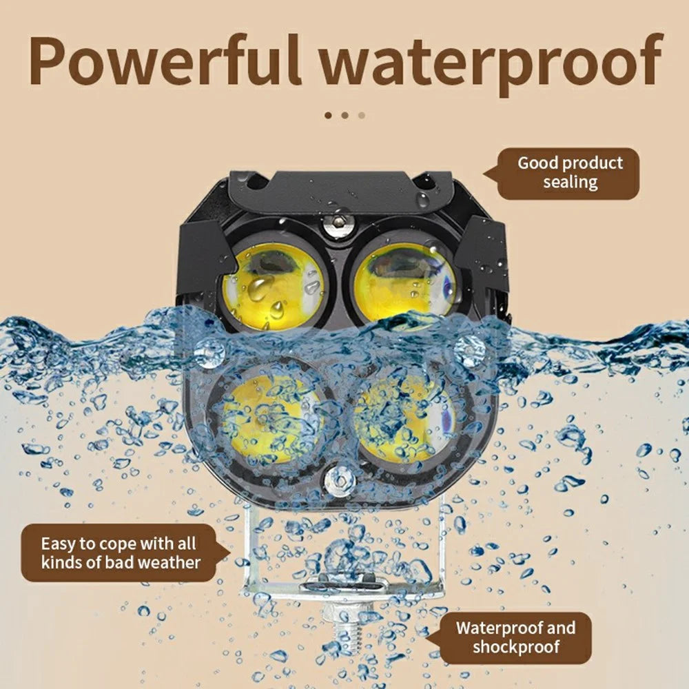 DS1 IP67 Waterproof 4 Lens LED Motorcycle Headlight RGB High Low Beam Car Spotlight for SUV / UTV / ATV - 3
