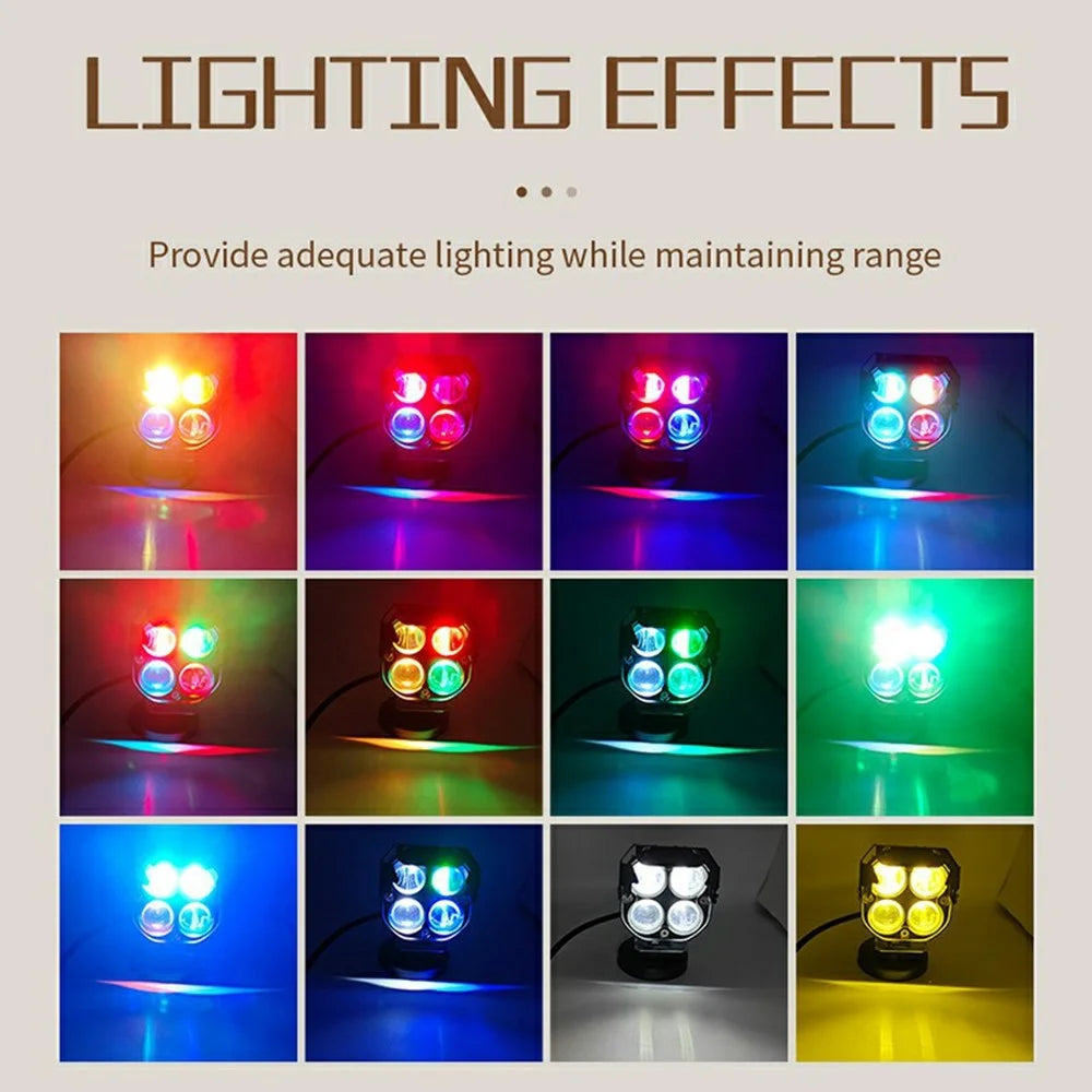 DS1 IP67 Waterproof 4 Lens LED Motorcycle Headlight RGB High Low Beam Car Spotlight for SUV / UTV / ATV - 5