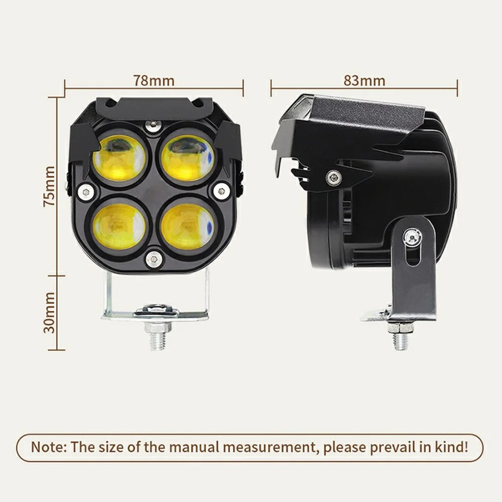 DS1 IP67 Waterproof 4 Lens LED Motorcycle Headlight RGB High Low Beam Car Spotlight for SUV / UTV / ATV - 7