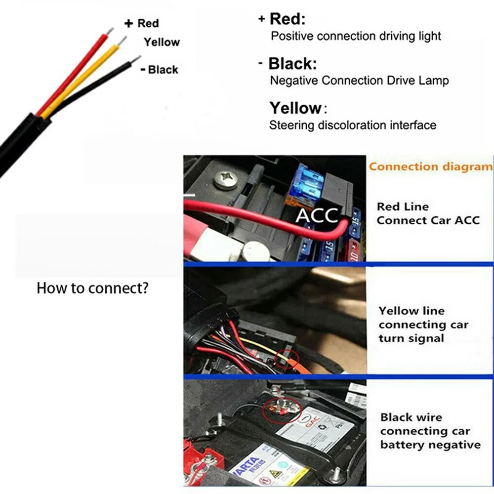 2Pcs 60cm Car LED Atmosphere Light Strip Flexible Silicone Daytime Running Light Ice Blue Turn Yellow - 7
