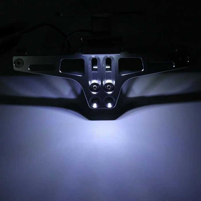 CNC Aluminum Alloy Adjustable Motorcycle License Plate Holder Bracket with LED Tail Light Kit - 7