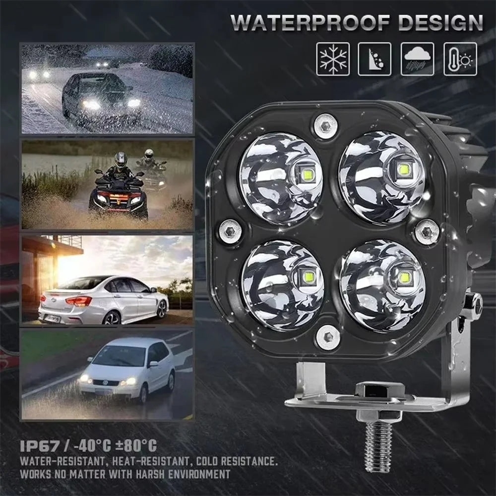 D1 3 Inch 40W Square Spotlight IP67 Waterproof Car LED Work Light 12V / 24V Off Road Fog Lamp - White Light - 5