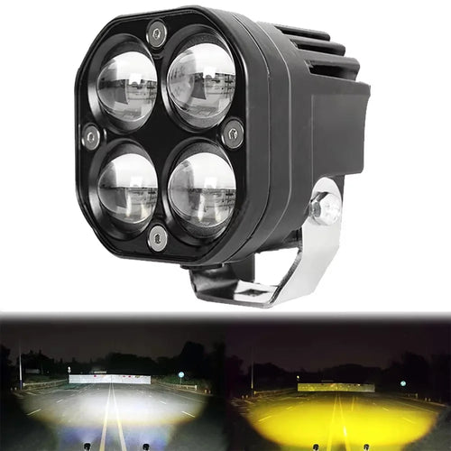 D2 30W Square Spotlight Yellow and White Dual Color Motorcycle LED Work Light 12V / 24V Off Road Fog Lamp - 1