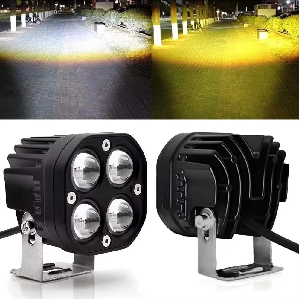 D2 30W Square Spotlight Yellow and White Dual Color Motorcycle LED Work Light 12V / 24V Off Road Fog Lamp - 2