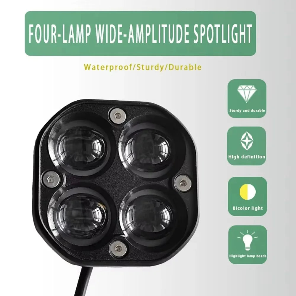 D2 30W Square Spotlight Yellow and White Dual Color Motorcycle LED Work Light 12V / 24V Off Road Fog Lamp - 6