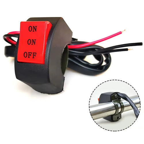 Universal Motorcycle Handlebar LED Light Switch 3 Wires Headlight On / Off Control Button - 1