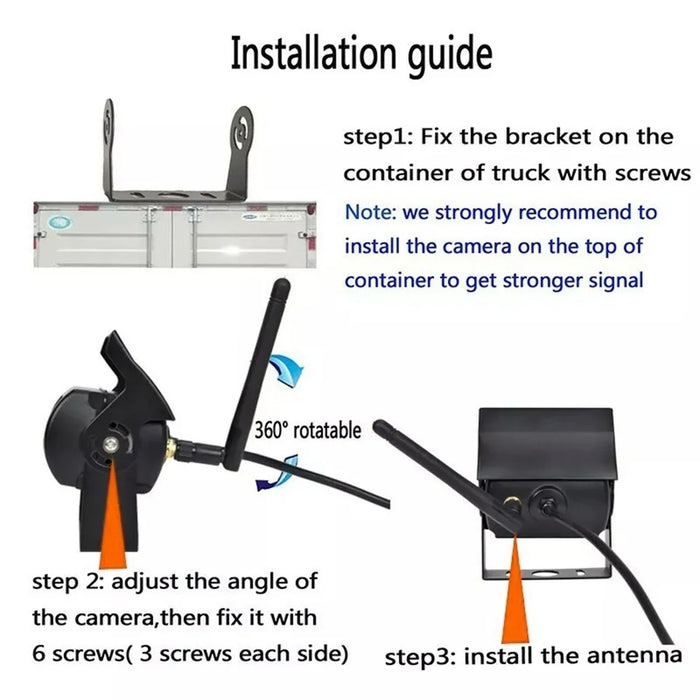 W102 Night Vision Wide Angle WiFi Camera for Trucks Waterproof Rear View Wireless Backup Camera - 6