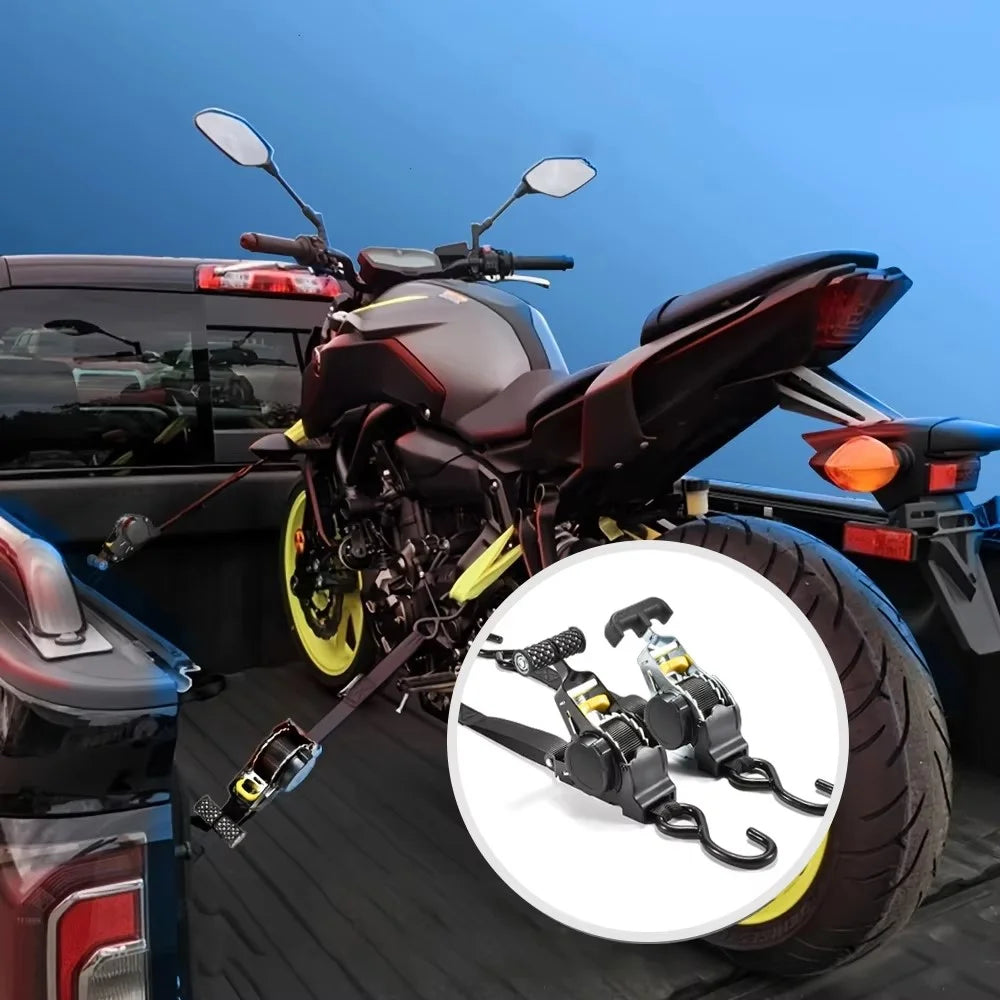 3.3m Automatic Retractable Tie Down Strap Luggage Securing Belt for Car Motorcycle Self-Driving Tour - Black Electrophoretic Coating - 4