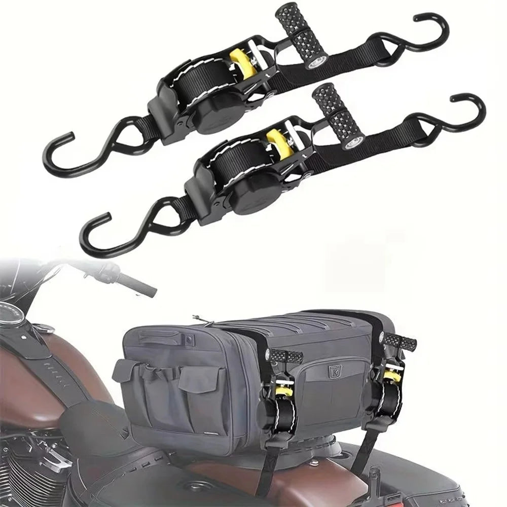 3.3m Automatic Retractable Tie Down Strap Luggage Securing Belt for Car Motorcycle Self-Driving Tour - Black Electrophoretic Coating - 5