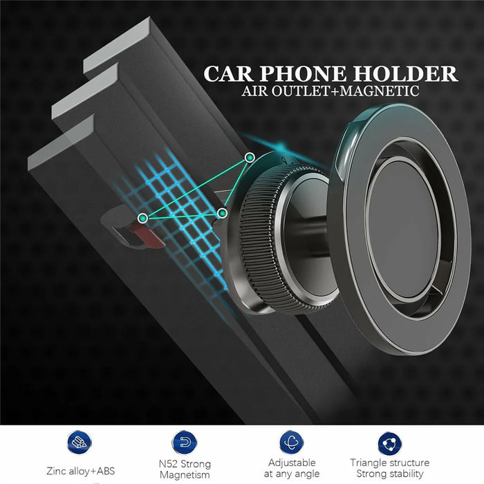KM-H732 Air Vent Car Phone Holder 360° Rotatable Magnetic Mount Foldable Bracket - 4