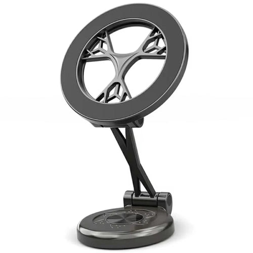 Car Phone Holder 360 Degree Rotating Magnetic Mount Metal Navigation Stand - Black - 1