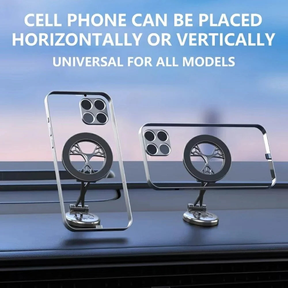 Car Phone Holder 360 Degree Rotating Magnetic Mount Metal Navigation Stand - Black - 3