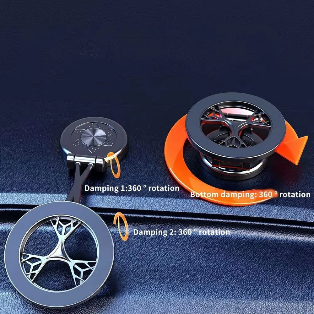Car Phone Holder 360 Degree Rotating Magnetic Mount Metal Navigation Stand - Black - 4